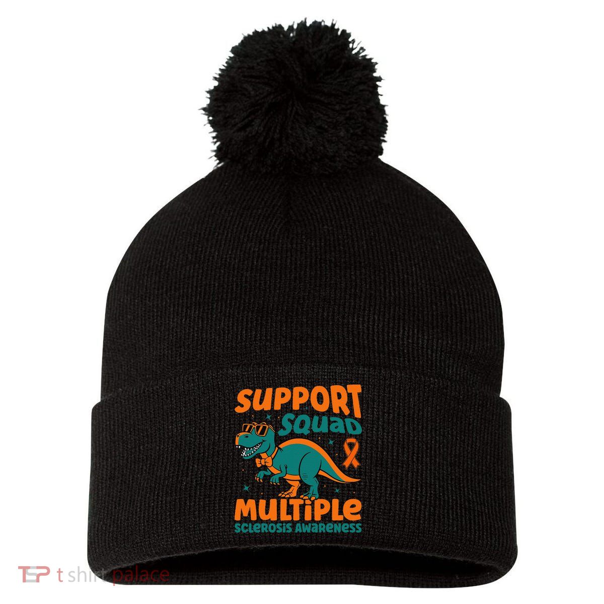 Support Squad Multiple Sclerosis Awareness Pom Pom 12in Knit Beanie