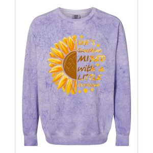 She's Sunshine Mixed With A Littles Hurricane Sunflower Cool Gift Colorblast Crewneck Sweatshirt