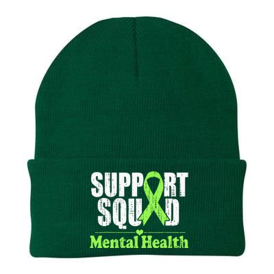 Support Squad Mental Health Awareness Lime Green Ribbon Knit Cap Winter Beanie