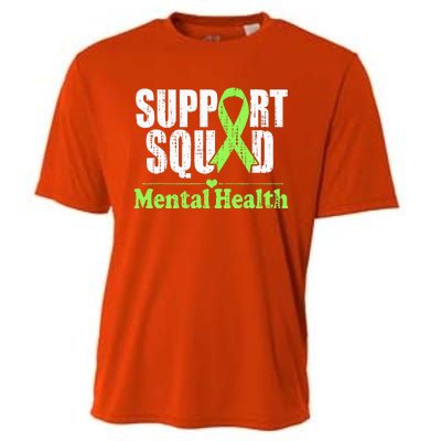 Support Squad Mental Health Awareness Lime Green Ribbon Cooling Performance Crew T-Shirt