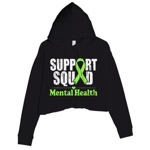 Support Squad Mental Health Awareness Lime Green Ribbon Crop Fleece Hoodie