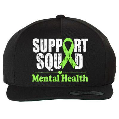 Support Squad Mental Health Awareness Lime Green Ribbon Wool Snapback Cap