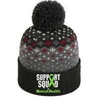 Support Squad Mental Health Awareness Lime Green Ribbon The Baniff Cuffed Pom Beanie