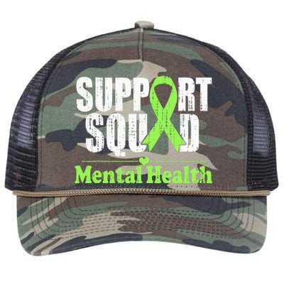 Support Squad Mental Health Awareness Lime Green Ribbon Retro Rope Trucker Hat Cap