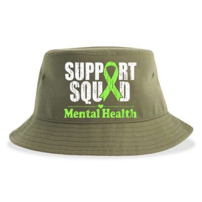 Support Squad Mental Health Awareness Lime Green Ribbon Sustainable Bucket Hat