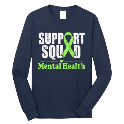 Support Squad Mental Health Awareness Lime Green Ribbon Long Sleeve Shirt