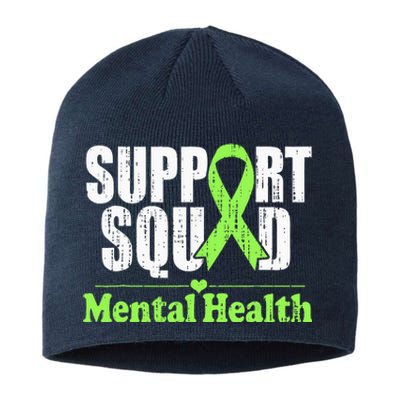 Support Squad Mental Health Awareness Lime Green Ribbon Sustainable Beanie