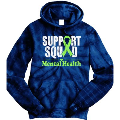 Support Squad Mental Health Awareness Lime Green Ribbon Tie Dye Hoodie