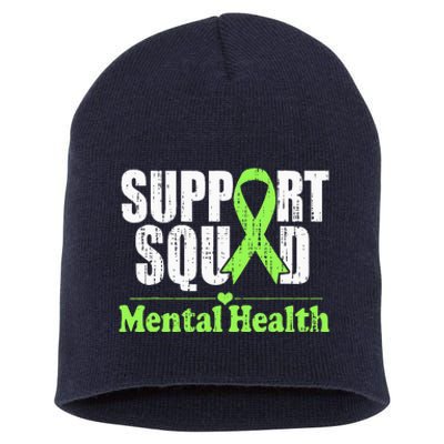 Support Squad Mental Health Awareness Lime Green Ribbon Short Acrylic Beanie