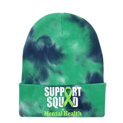 Support Squad Mental Health Awareness Lime Green Ribbon Tie Dye 12in Knit Beanie