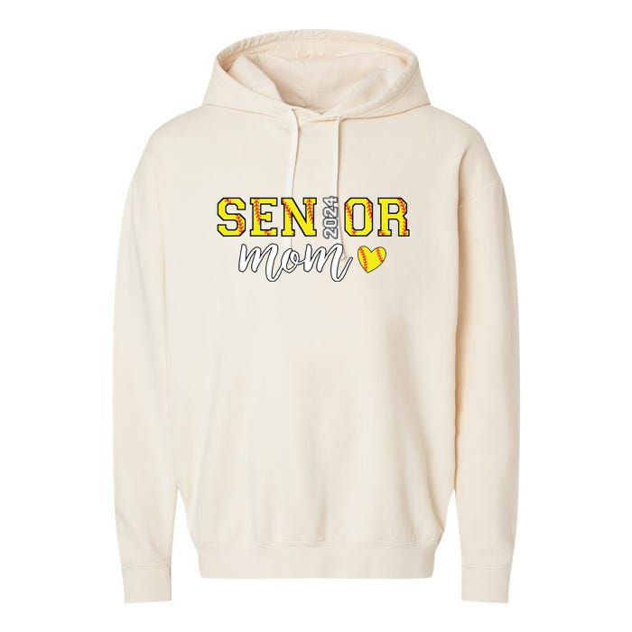 Senior Softball Mom Shirts Class Of 2024 Senior Mama Garment-Dyed Fleece Hoodie