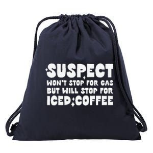 Suspect Social Media Trend Iced Coffee Lover Not Gas Joke Drawstring Bag