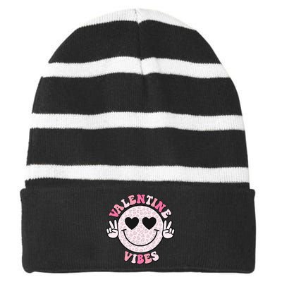 Smiley Striped Beanie with Solid Band