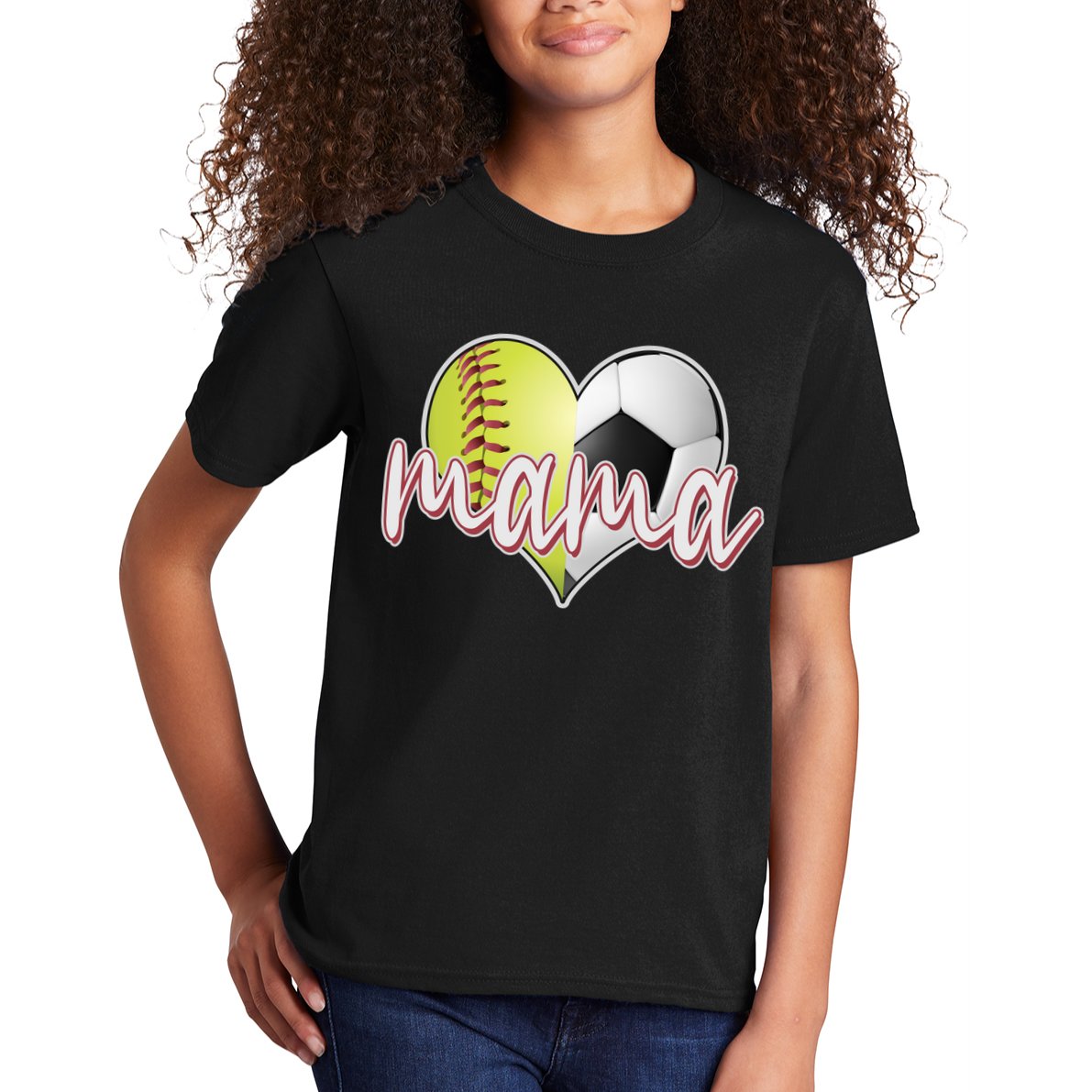 Softball Soccer Mama Sports Fan Kids T-Shirt