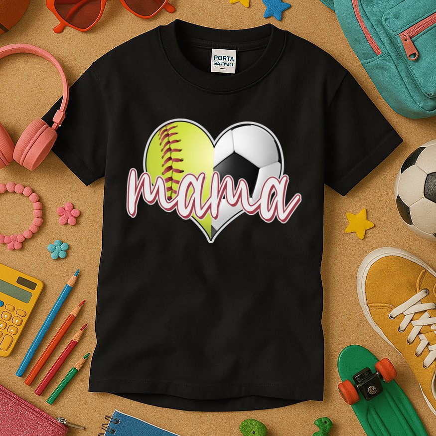Softball Soccer Mama Sports Fan Kids T-Shirt