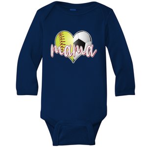 Softball Soccer Mama Sports Fan Baby Long Sleeve Bodysuit