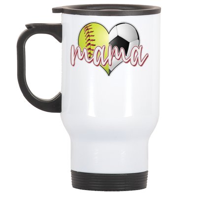 Softball Soccer Mama Sports Fan Stainless Steel Travel Mug