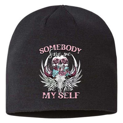 Somebody Save Me From Myself Floral Skull Sustainable Beanie