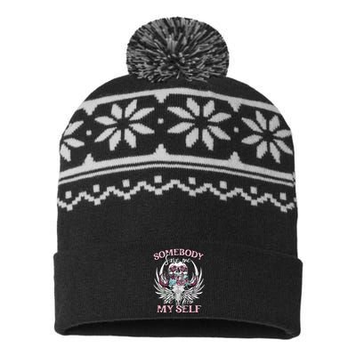 Somebody Save Me From Myself Floral Skull USA-Made Snowflake Beanie