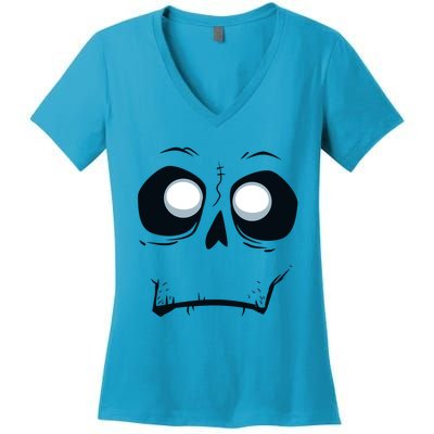 Silly Skeleton Monster Skull Face Halloween Gift Women's V-Neck T-Shirt