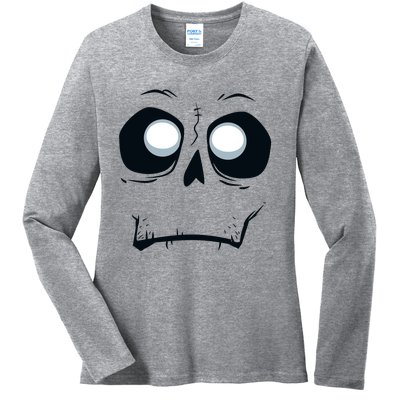 Silly Skeleton Monster Skull Face Halloween Gift Ladies Long Sleeve Shirt