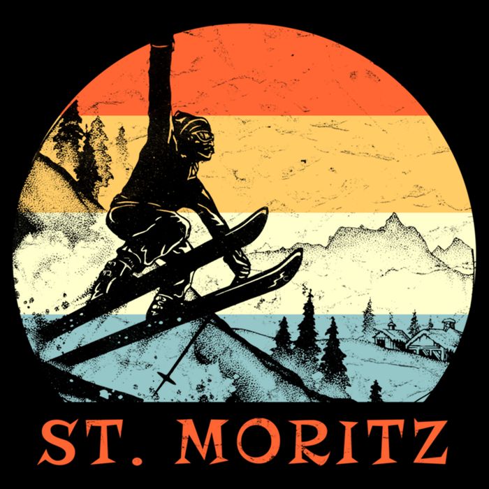 Ski St Moritz Switzerland Vintage Snow Skiing Vacation Gift Backpack