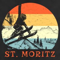 Ski St Moritz Switzerland Vintage Snow Skiing Vacation Gift Beanie