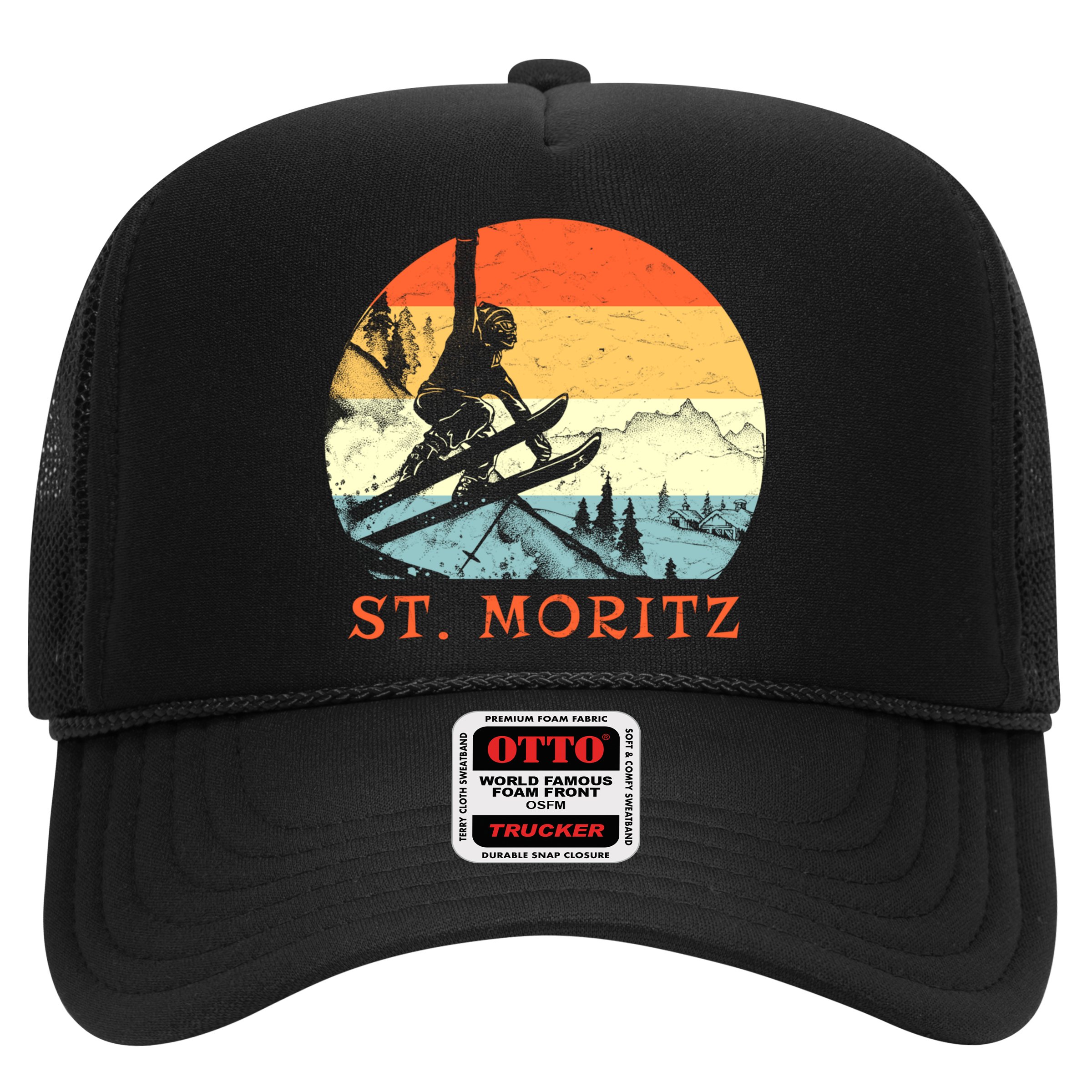 Ski St Moritz Switzerland Vintage Snow Skiing Vacation Gift Hat