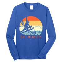 Ski St Moritz Switzerland Vintage Snow Skiing Vacation Gift Long Sleeve Shirt