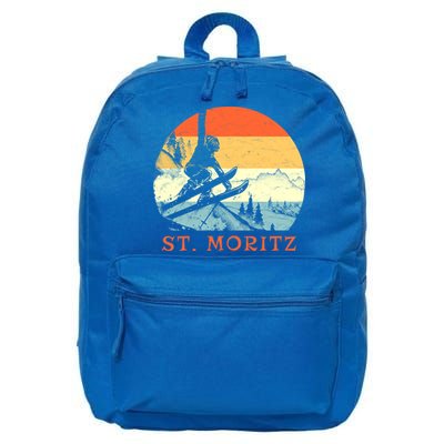 Ski St Moritz Switzerland Vintage Snow Skiing Vacation Gift 16 in Basic Backpack