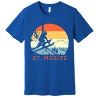 Ski St Moritz Switzerland Vintage Snow Skiing Vacation Gift Premium T-Shirt