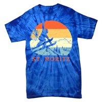 Ski St Moritz Switzerland Vintage Snow Skiing Vacation Gift Tie-Dye T-Shirt