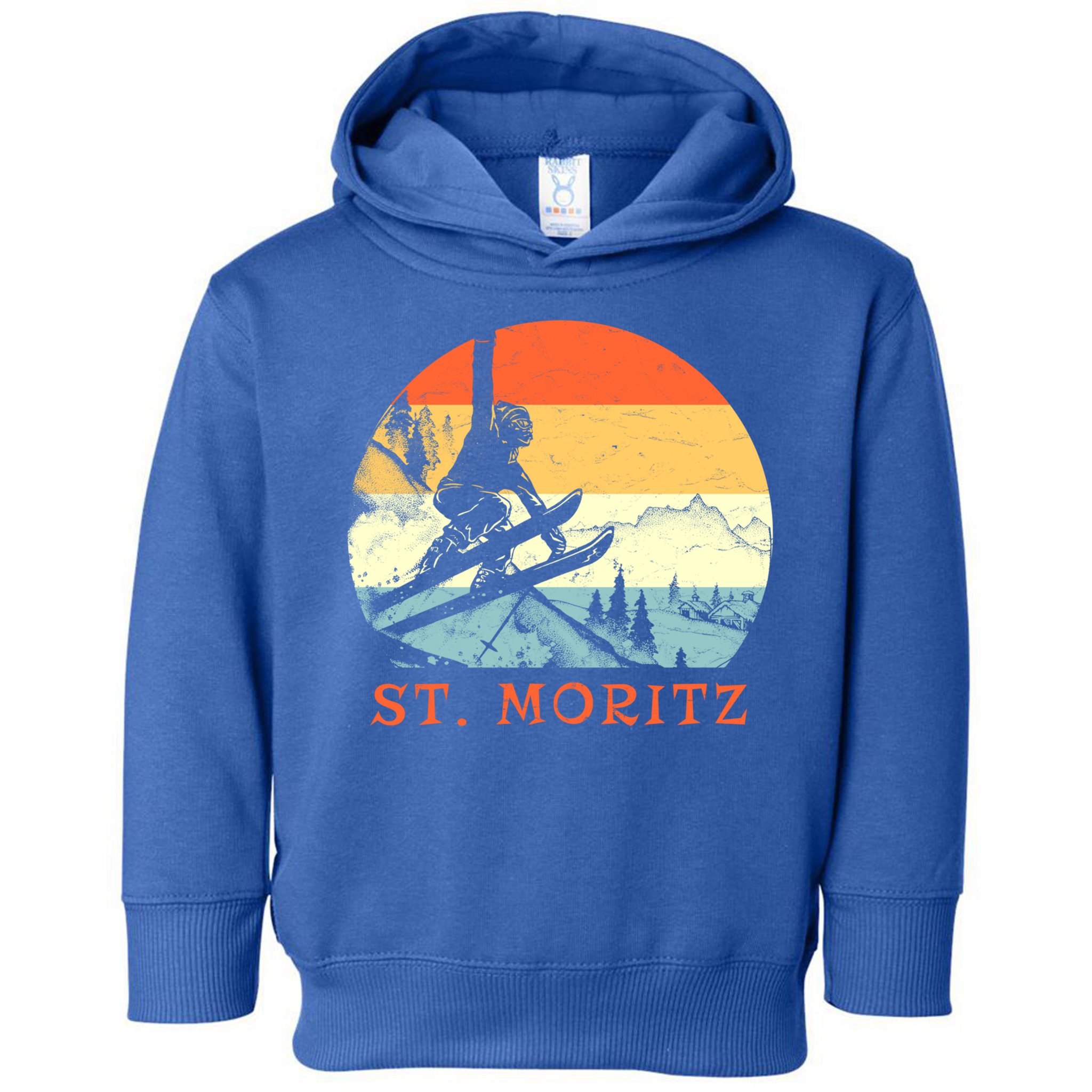 Ski St Moritz Switzerland Vintage Snow Skiing Vacation Gift Toddler Hoodie
