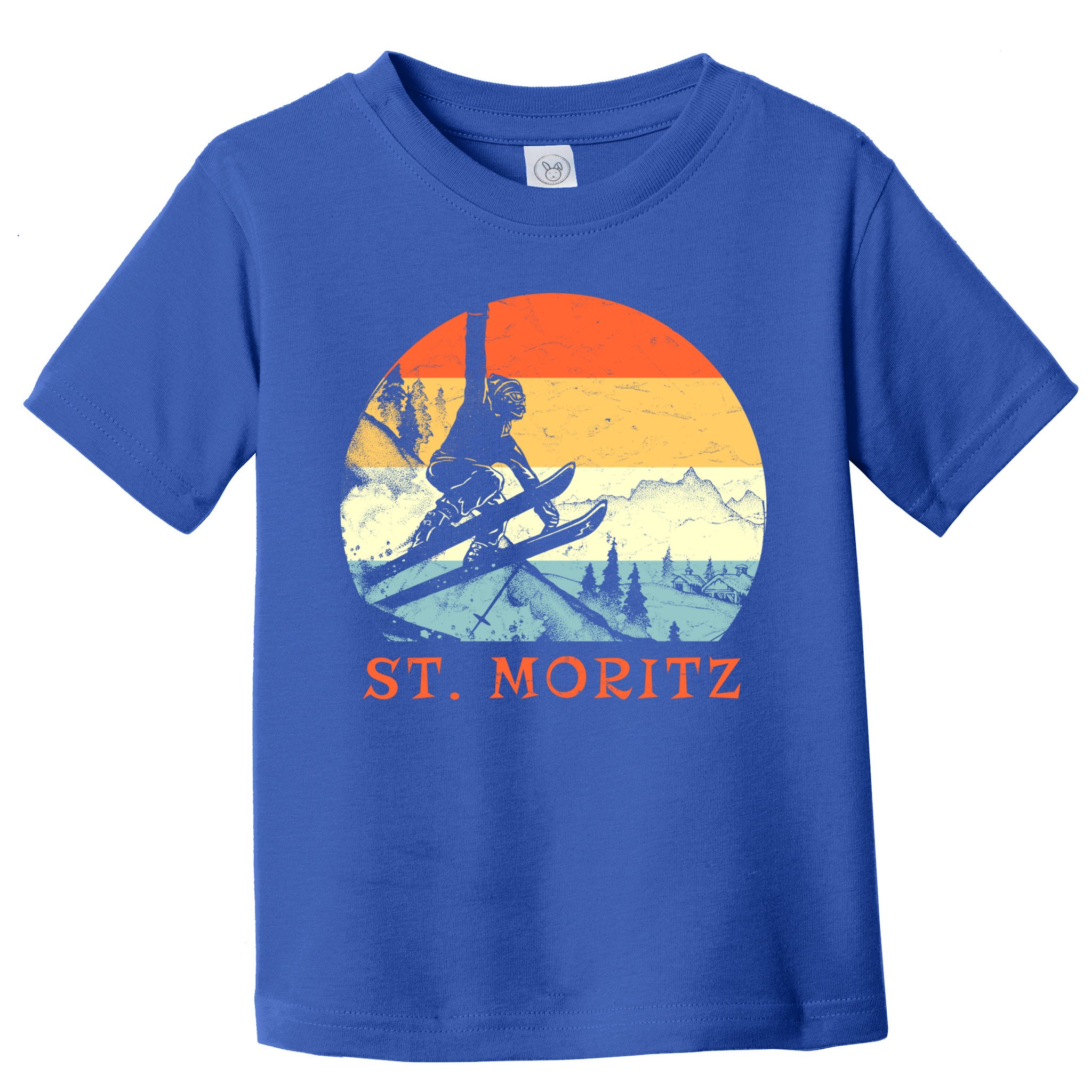 Ski St Moritz Switzerland Vintage Snow Skiing Vacation Gift Toddler T-Shirt