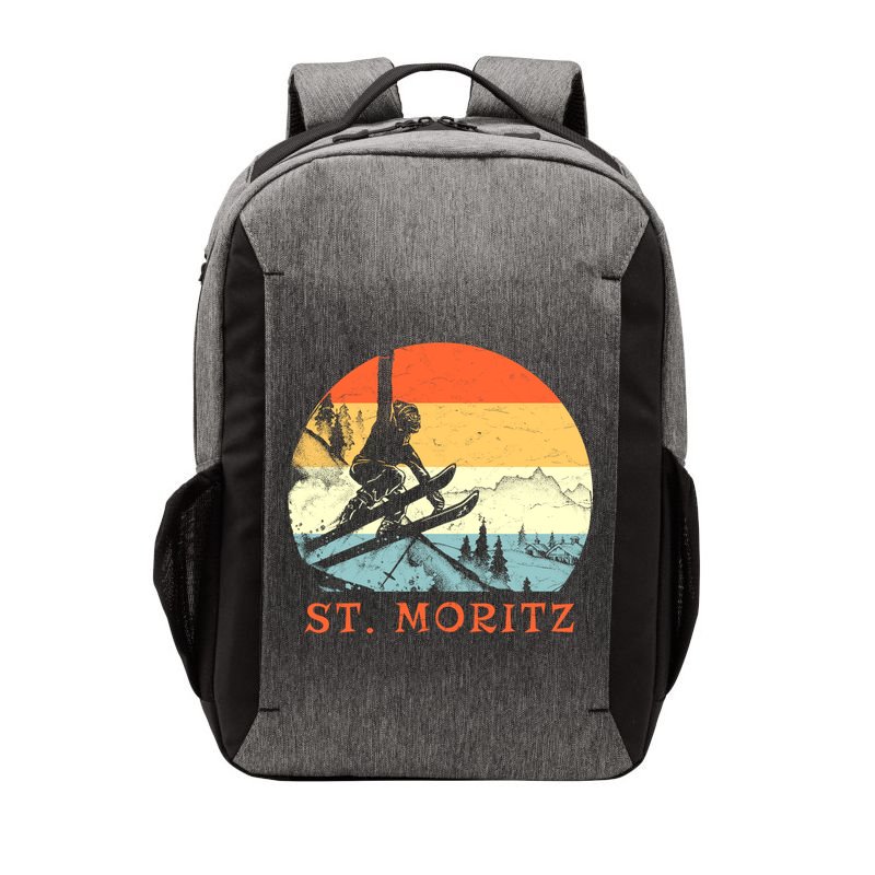 Ski St Moritz Switzerland Vintage Snow Skiing Vacation Gift Vector Backpack