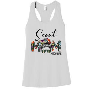 Scouting Scout Mom Life Messy Bun Hair Mother's Day Women's Racerback Tank