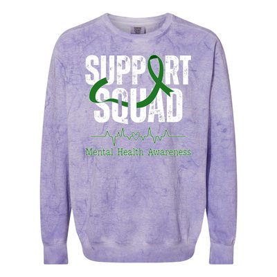 Support Squad Mental Health Awareness Heartbeat Ribbon Colorblast Crewneck Sweatshirt