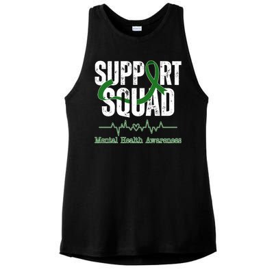 Support Squad Mental Health Awareness Heartbeat Ribbon Ladies PosiCharge Tri-Blend Wicking Tank