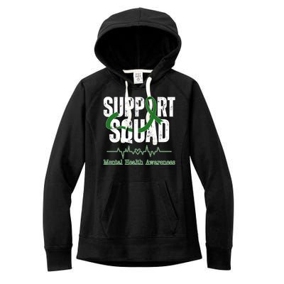 Support Squad Mental Health Awareness Heartbeat Ribbon Women's Fleece Hoodie