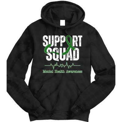 Support Squad Mental Health Awareness Heartbeat Ribbon Tie Dye Hoodie