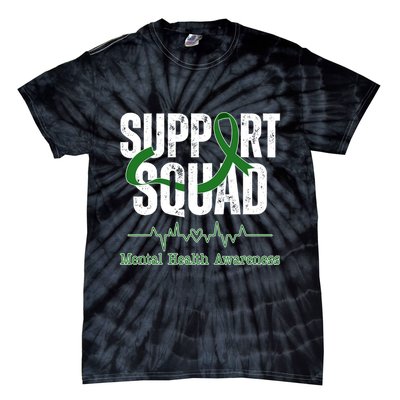 Support Squad Mental Health Awareness Heartbeat Ribbon Tie-Dye T-Shirt