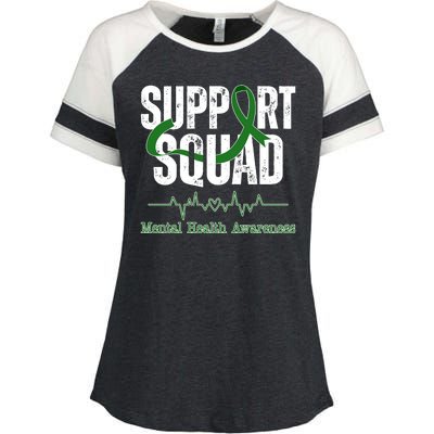 Support Squad Mental Health Awareness Heartbeat Ribbon Enza Ladies Jersey Colorblock Tee