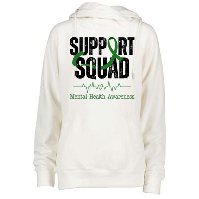 Support Squad Mental Health Awareness Heartbeat Ribbon Womens Funnel Neck Pullover Hood