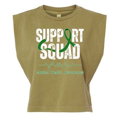 Support Squad Mental Health Awareness Heartbeat Ribbon Garment-Dyed Women's Muscle Tee