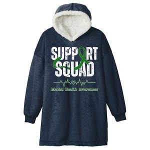 Support Squad Mental Health Awareness Heartbeat Ribbon Hooded Wearable Blanket