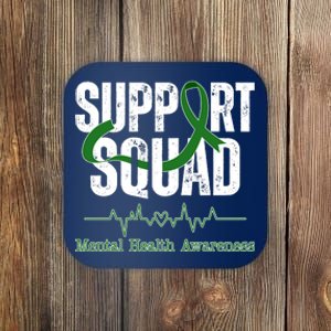 Support Squad Mental Health Awareness Heartbeat Ribbon Coaster