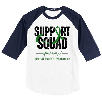 Support Squad Mental Health Awareness Heartbeat Ribbon Baseball Sleeve Shirt