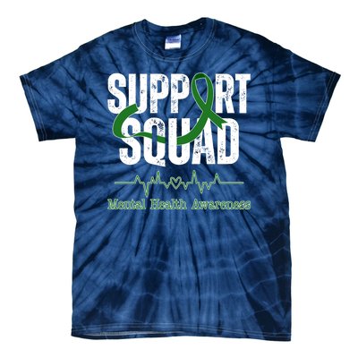 Support Squad Mental Health Awareness Heartbeat Ribbon Tie-Dye T-Shirt