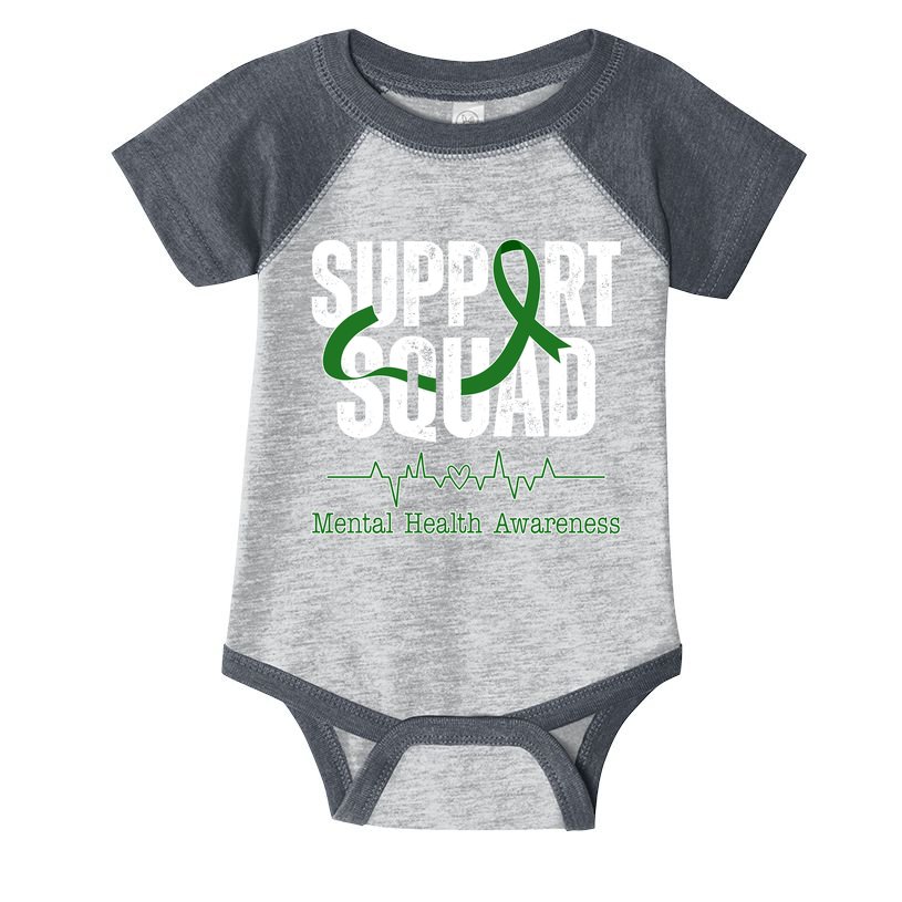 Support Squad Mental Health Awareness Heartbeat Ribbon Infant Baby Jersey Bodysuit