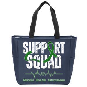 Support Squad Mental Health Awareness Heartbeat Ribbon Zip Tote Bag